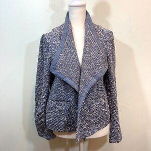Talbots Blue Cotton Tweed Blazer Jacket NWT Size MP Career Business Casual